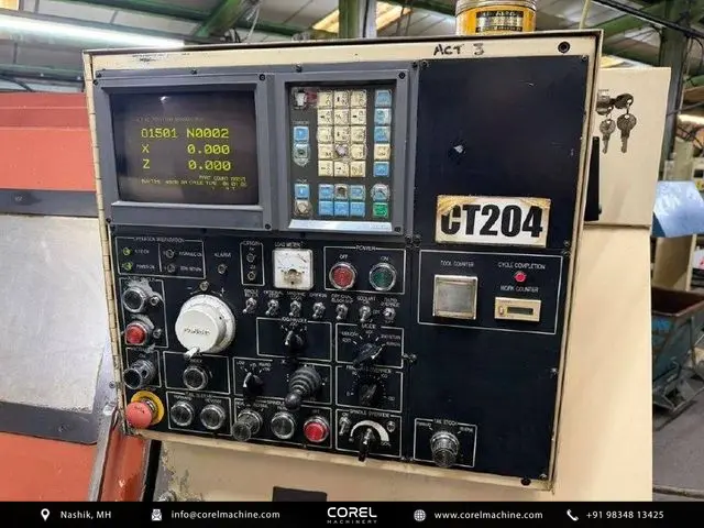 Used OKUMA ACT-3 CNC Turning Centers Slant Bed for sale - Operator control panel interface