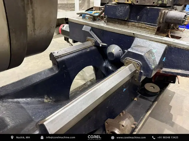 Used MAZAK POWERMASTER CNC Turning Centers Flat Bed for sale - side profile showing Z axis travel