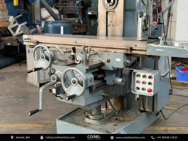 Used Shizouka VHR-G Universal Milling Machine for sale - side profile and table area
