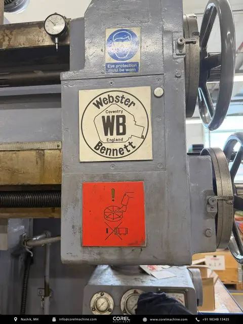 Used WEBSTER BENNETT 36” ELEVATING RAIL VTL Single Column for sale - elevating rail and column detail
