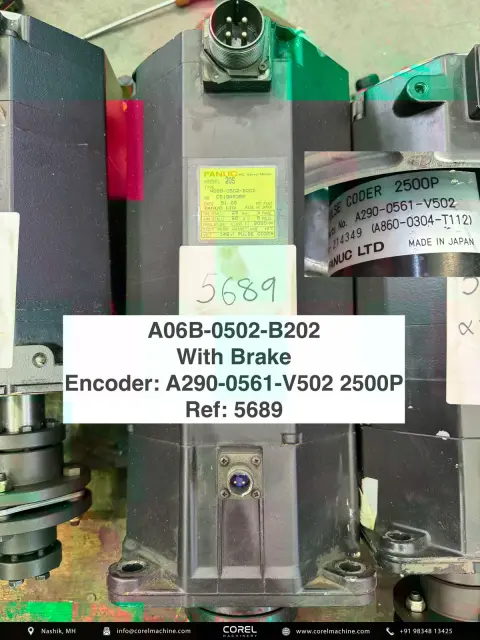 Used A06B-0502-B202 AC SERVO MOTOR (w Brake) — Motors — view 1