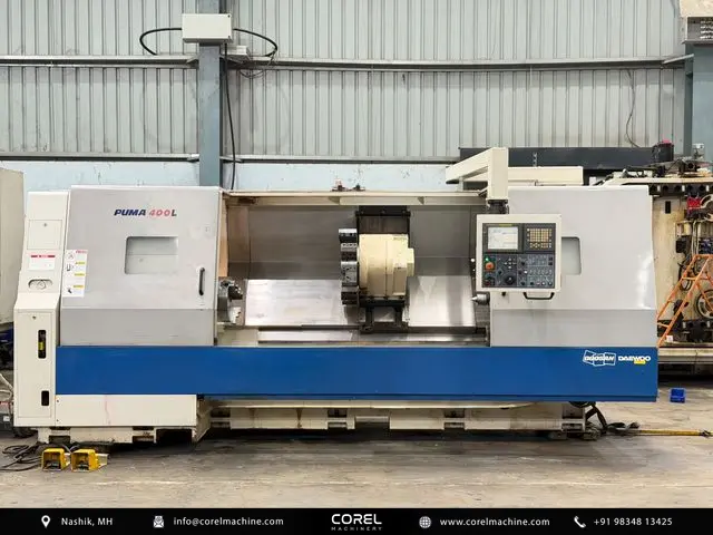 Used DAEWOO DOOSAN PUMA 400LB CNC Turning Centers Slant Bed for sale - overall front view