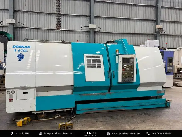 Used DAEWOO DOOSAN S670L CNC Turning Centers Slant Bed for sale - Box guideways and tailstock side view