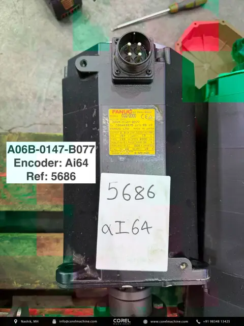Used FANUC A06B-0147-B077 AC SERVO MOTOR — Motors — view 1