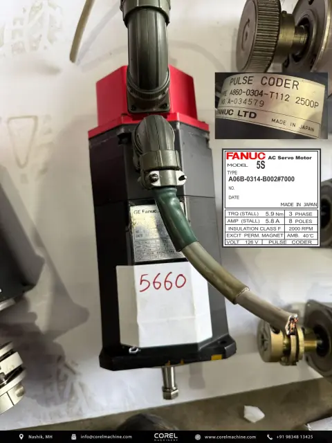 Used FANUC A06B-0314-B002#7000 AC SERVO MOTOR — Motors — view 1