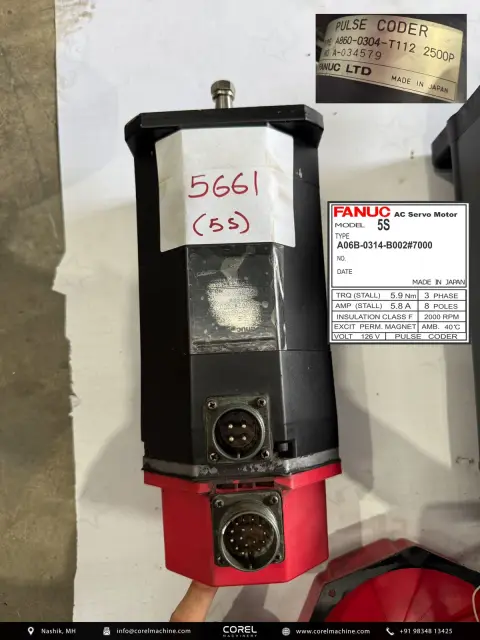 Used FANUC A06B-0314-B002#7000 AC SERVO MOTOR — Motors — view 1