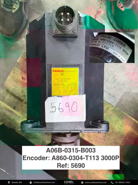 Used FANUC A06B-0315-B003 AC SERVO MOTOR — Motors — view 1