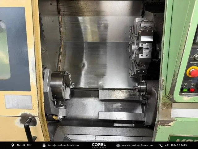 Used MORI SEIKI SL-25 CNC Turning Centers Slant Bed for sale - closeup of the tailstock and box guideways