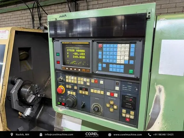 Used MORI SEIKI SL-25 CNC Turning Centers Slant Bed for sale - rear angle showcasing the 6 T rigid cast iron structure