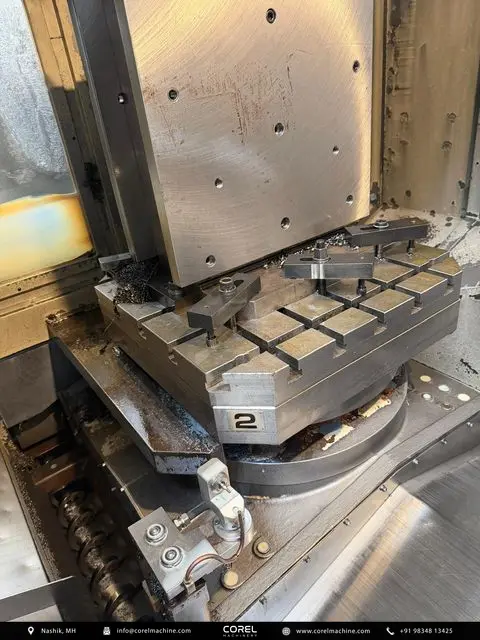 Used OKK HM-63 Horizontal Machining Centers (HMC) Pallet Changer for sale - Detail view of 630 x 630 mm work pallet
